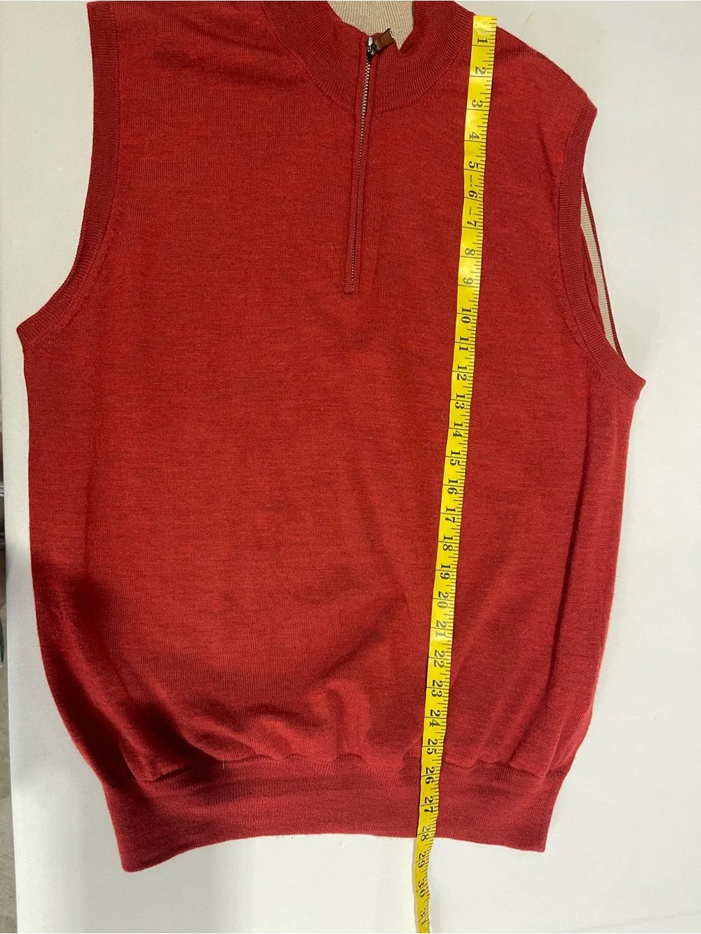 Peter Millar Maroon Italian Merino Wool Quarter-Zip Sweater Vest Large